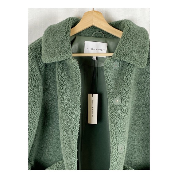 Rebecca Minkoff Harley Teddy Coat Jacket Size Large Green NWT - Picture 9 of 10
